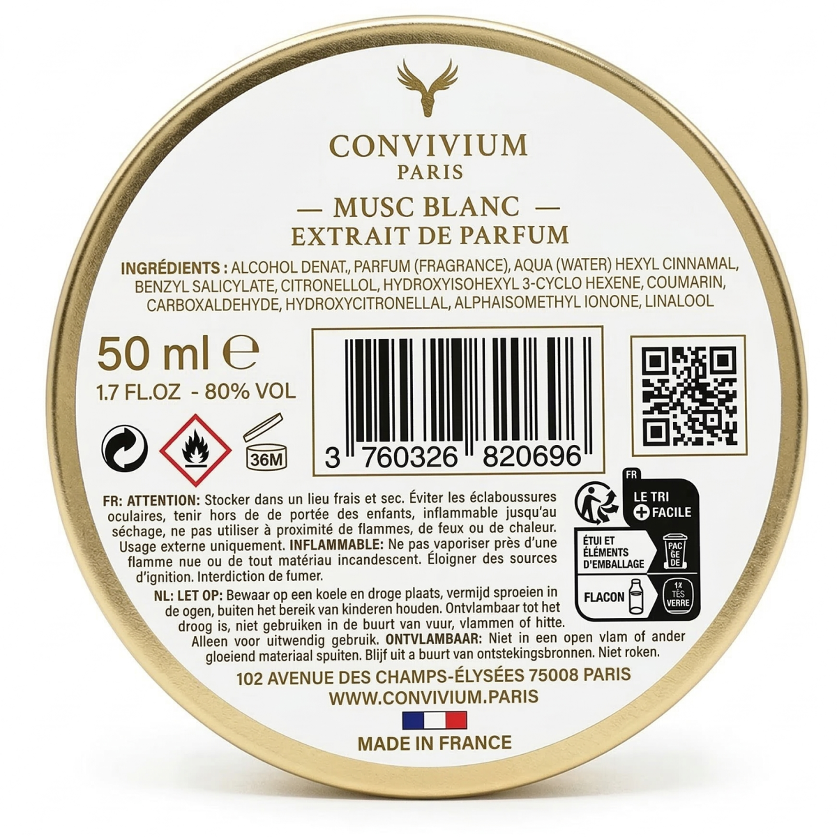 Convivium Paris - Musc Blanc - Extrait de Parfum Mixte