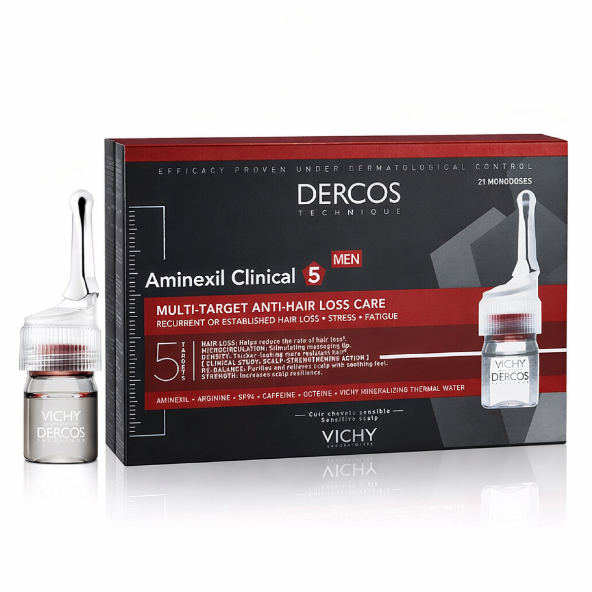 Vichy - Dercos Aminexil Intensive 5 Men Cuir Chevelu Sensible 21 Ampoule de 6ml