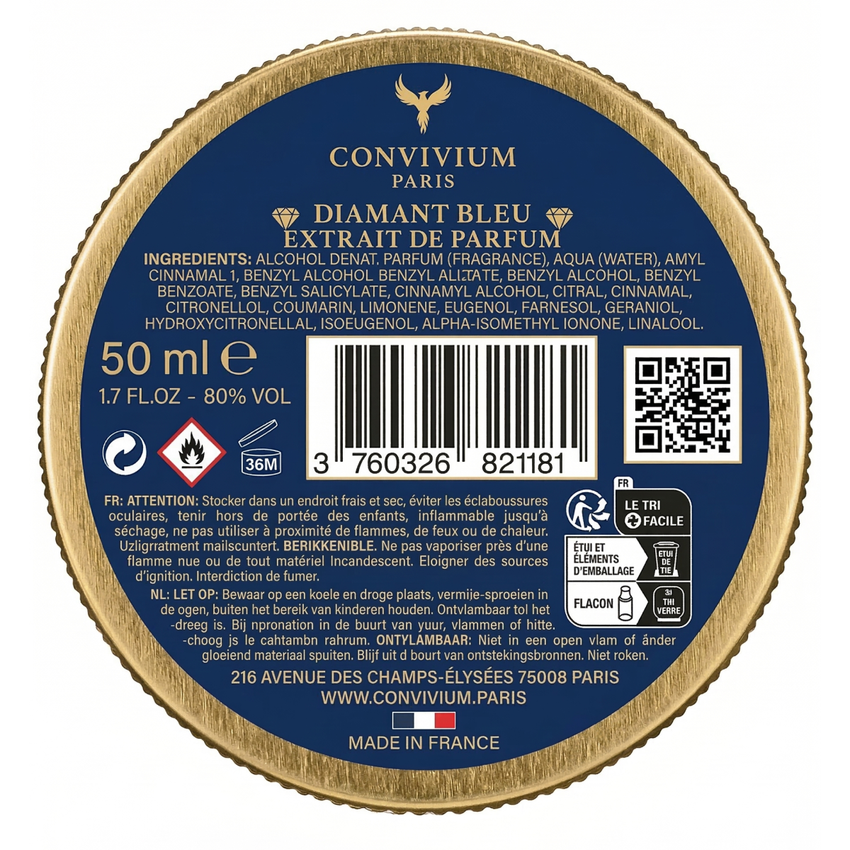 Convivium Paris - Diamant Bleu - Extrait de Parfum Mixte