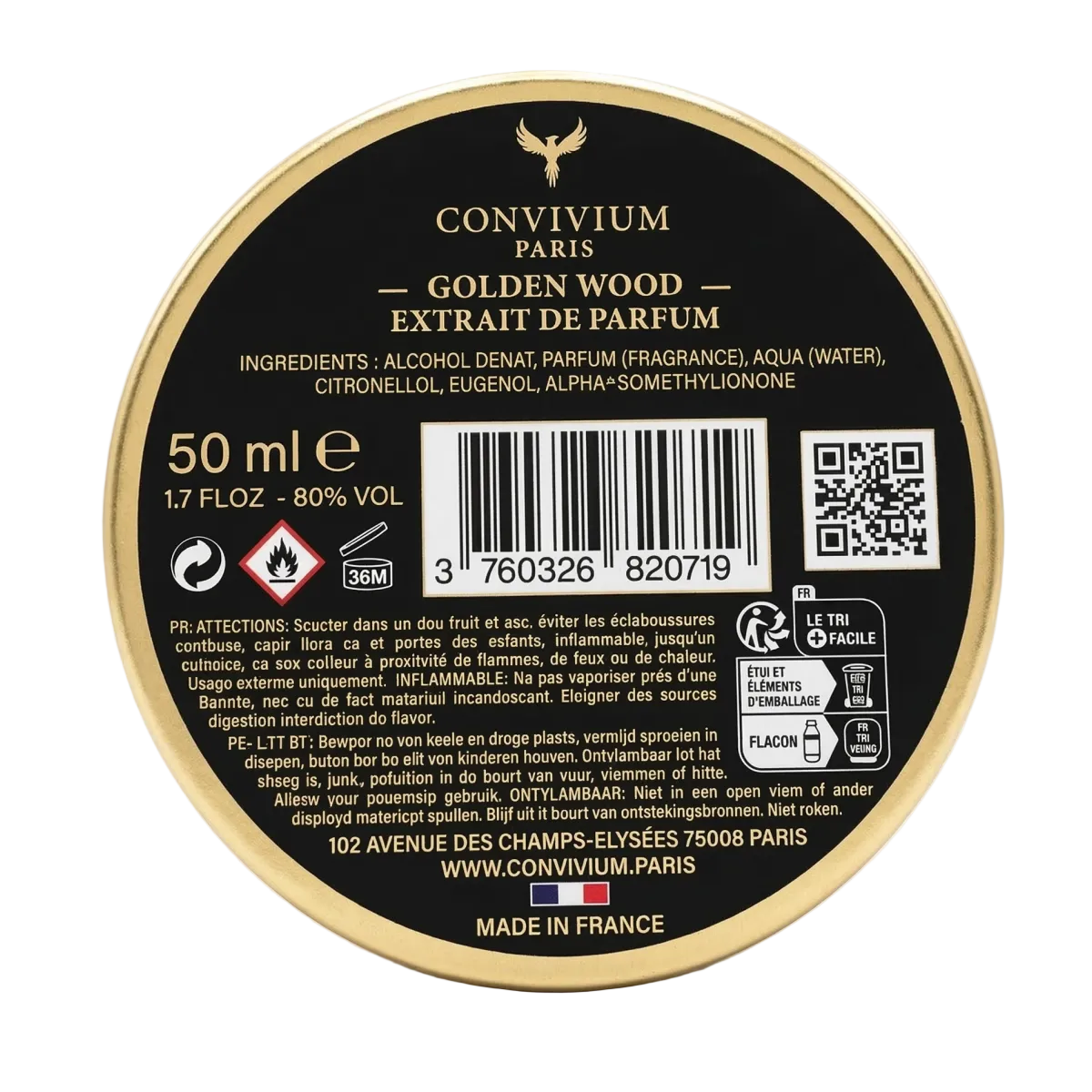 Convivium Paris - Golden Wood - Extrait de Parfum Mixte