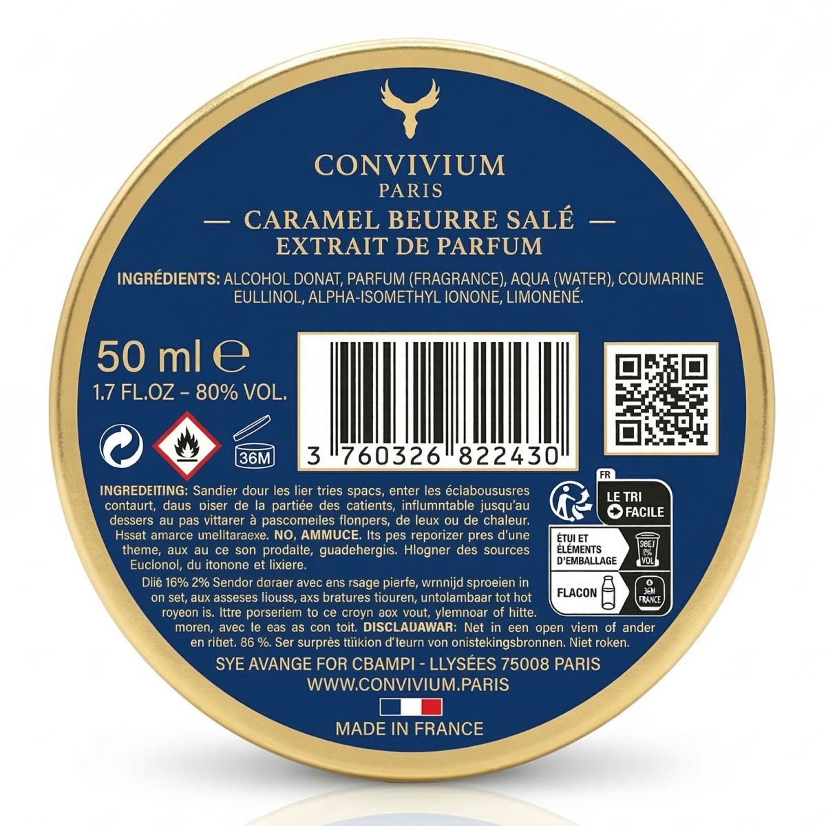 Convivium Paris - Caramel Beurre Salé - Extrait de Parfum Mixte