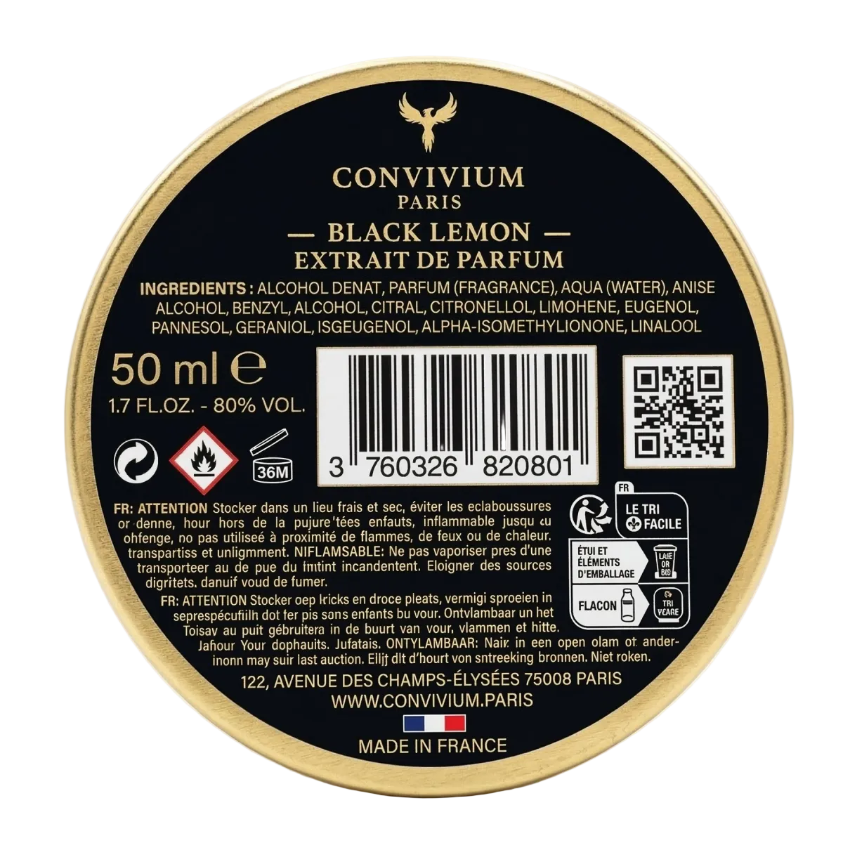 Convivium Paris - Black Lemon - Extrait de Parfum Mixte