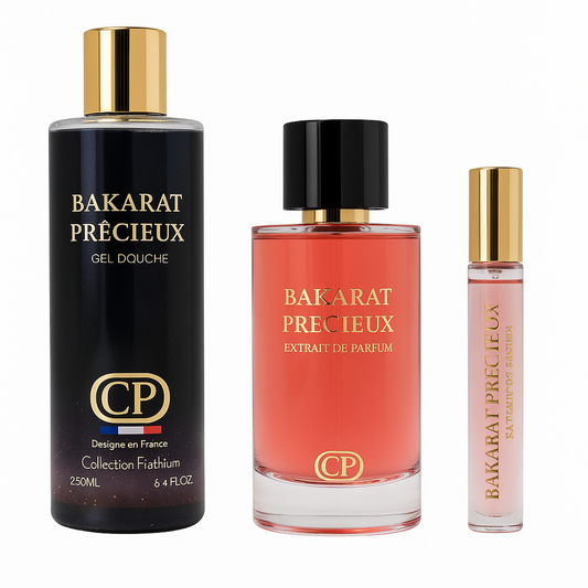 Collection Platinium - Coffret Bakarat Précieux Extrait de Parfum 100ml + Gel Douche 250ml + Extrait 10ml