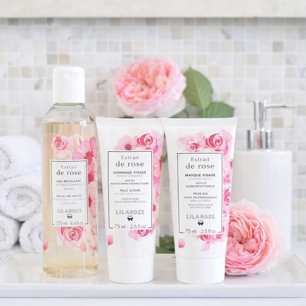 Lilaroze Paris - Masque Visage Extrait de Rose Hydrate et Tonifie