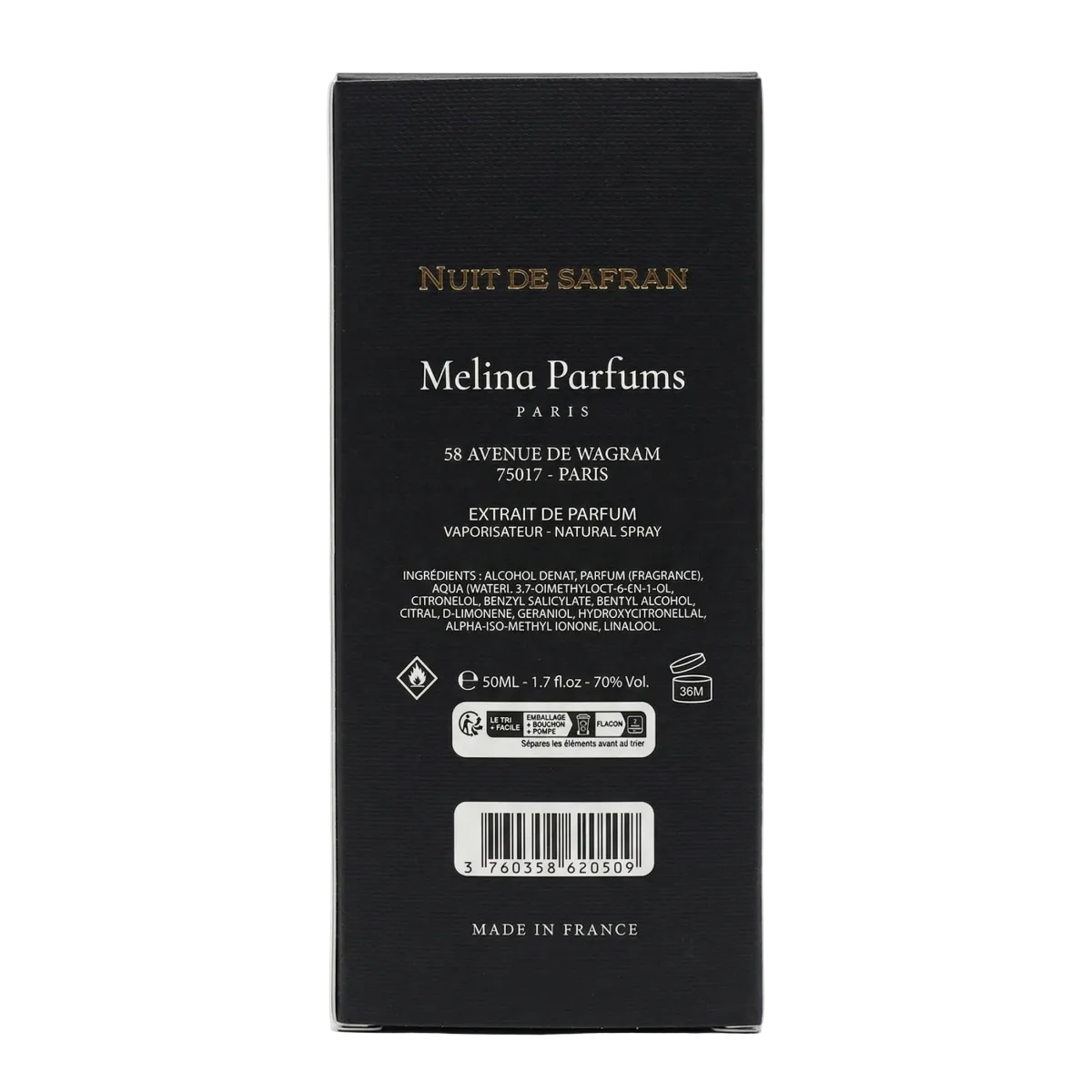Melina Parfums - Nuit de Safran Édition L’Obsidienne - Extrait de Parfum Mixte