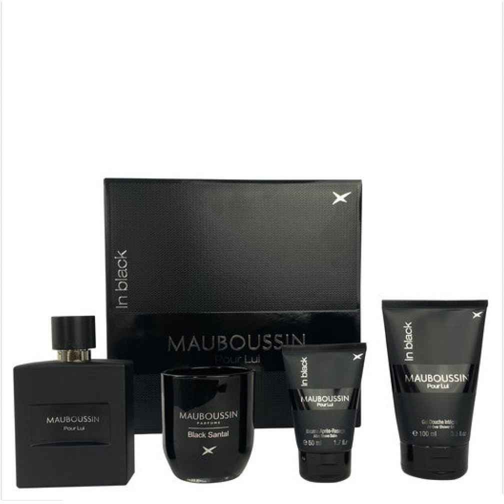 Mauboussin - Coffret In Black - Parfum 100ml + Baume Rasage 50ml + Gel Douche 100ml + Bougie