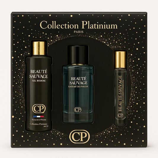 Collection Platinum - Coffret Beauté Sauvage Extrait de Parfum 100ml + Gel Douche 250ml + Extrait 10ml