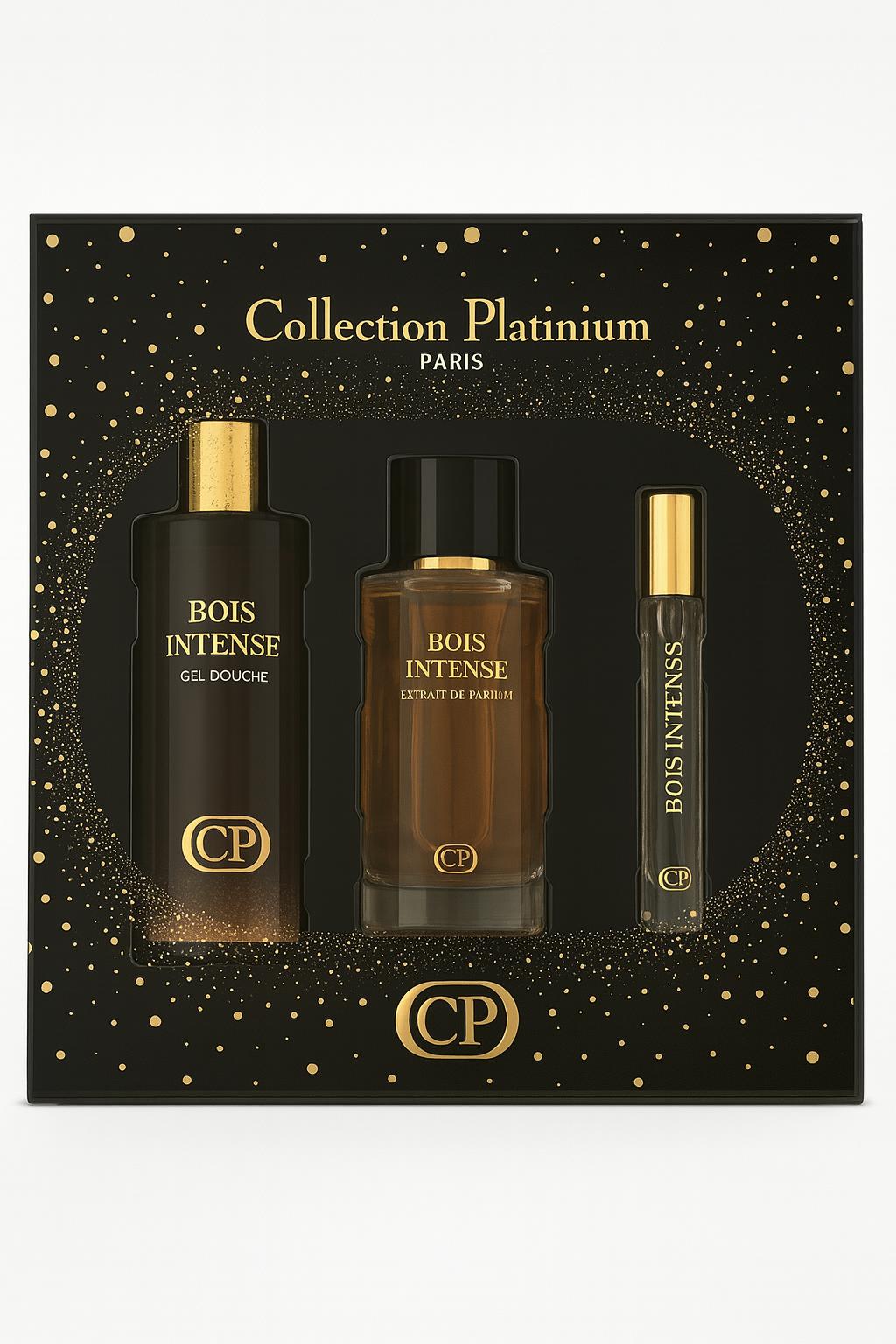 Collection Platinium - Coffret Bois Intense Extrait de Parfum 100ml + Gel Douche 250ml + Extrait 10ml
