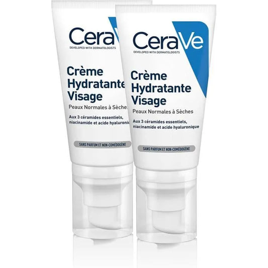 CeraVe - Crème Hydratante Visage Niacinamide, Acide Hyaluronique Peau Normale à Sèche