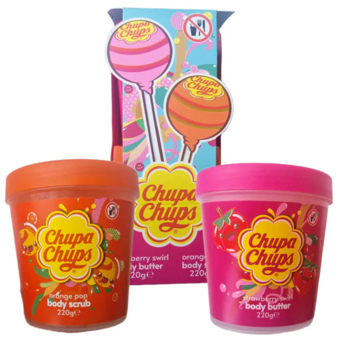 Chupa Chups - Coffret Crème Corporel Strawberry Swirl & Gommage Corporel Orange Pop