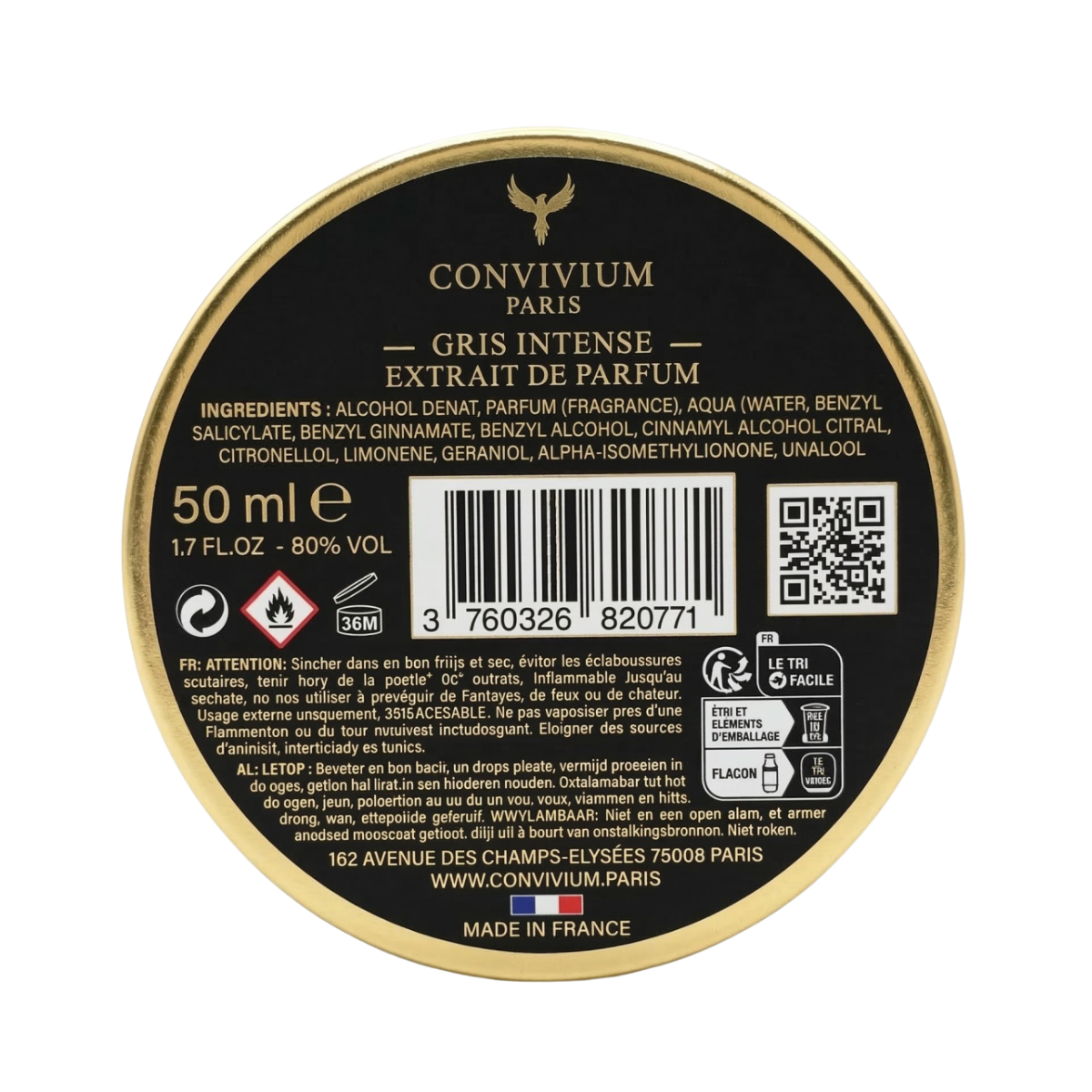 Convivium Paris - Gris Intense - Extrait de Parfum Mixte