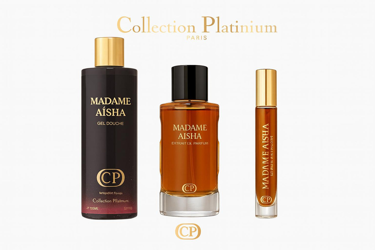 Collection Platinium - Coffret Madame Aïsha Extrait de Parfum 100ml + Gel Douche 250ml + Extrait 10ml