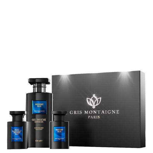 Gris Montaigne - Coffret Midnight Blue Gel Douche 650ml + Parfum 75ml + Huile 75ml