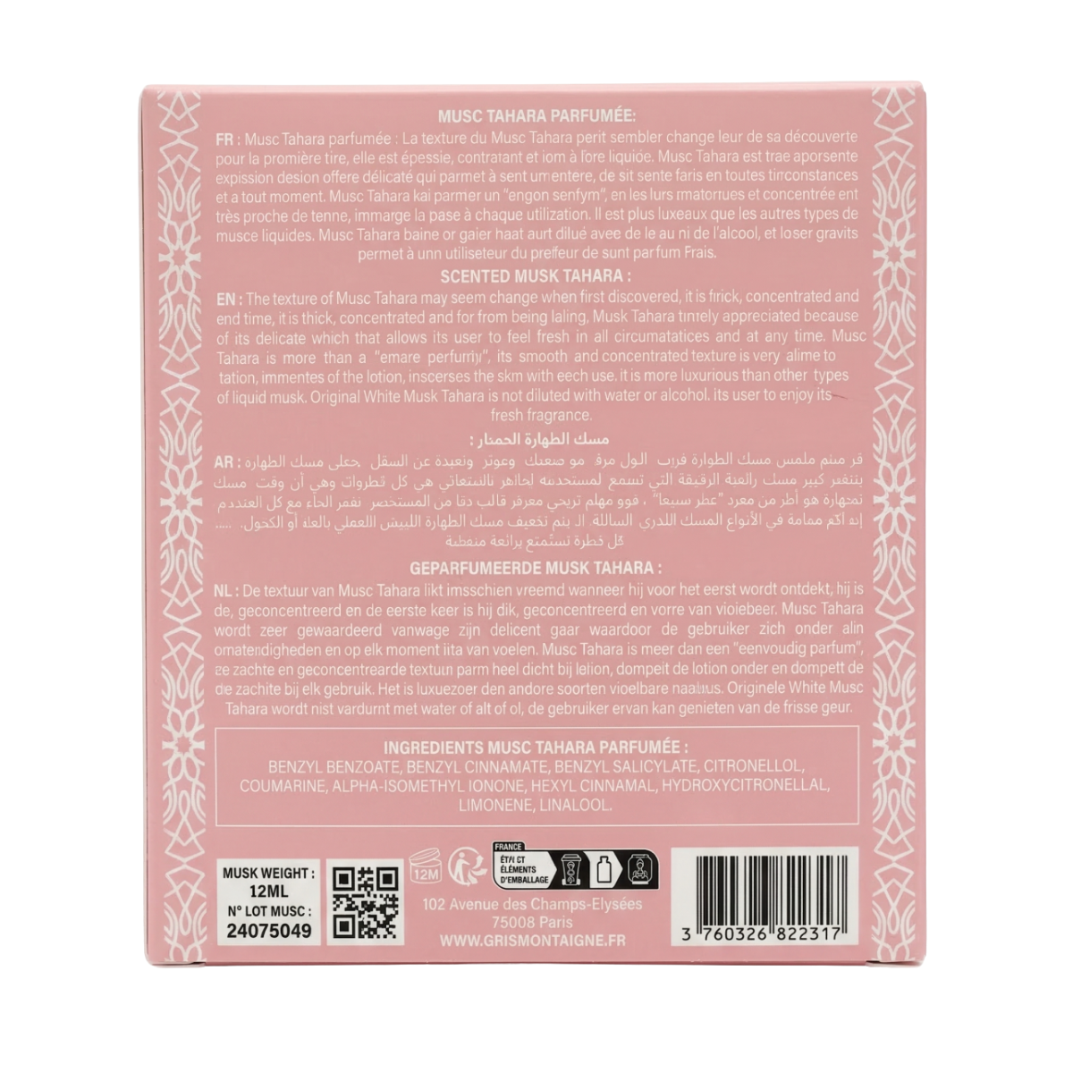 Gris Montaigne - Musc Tahara Nuage Sucré - Parfum Concentré