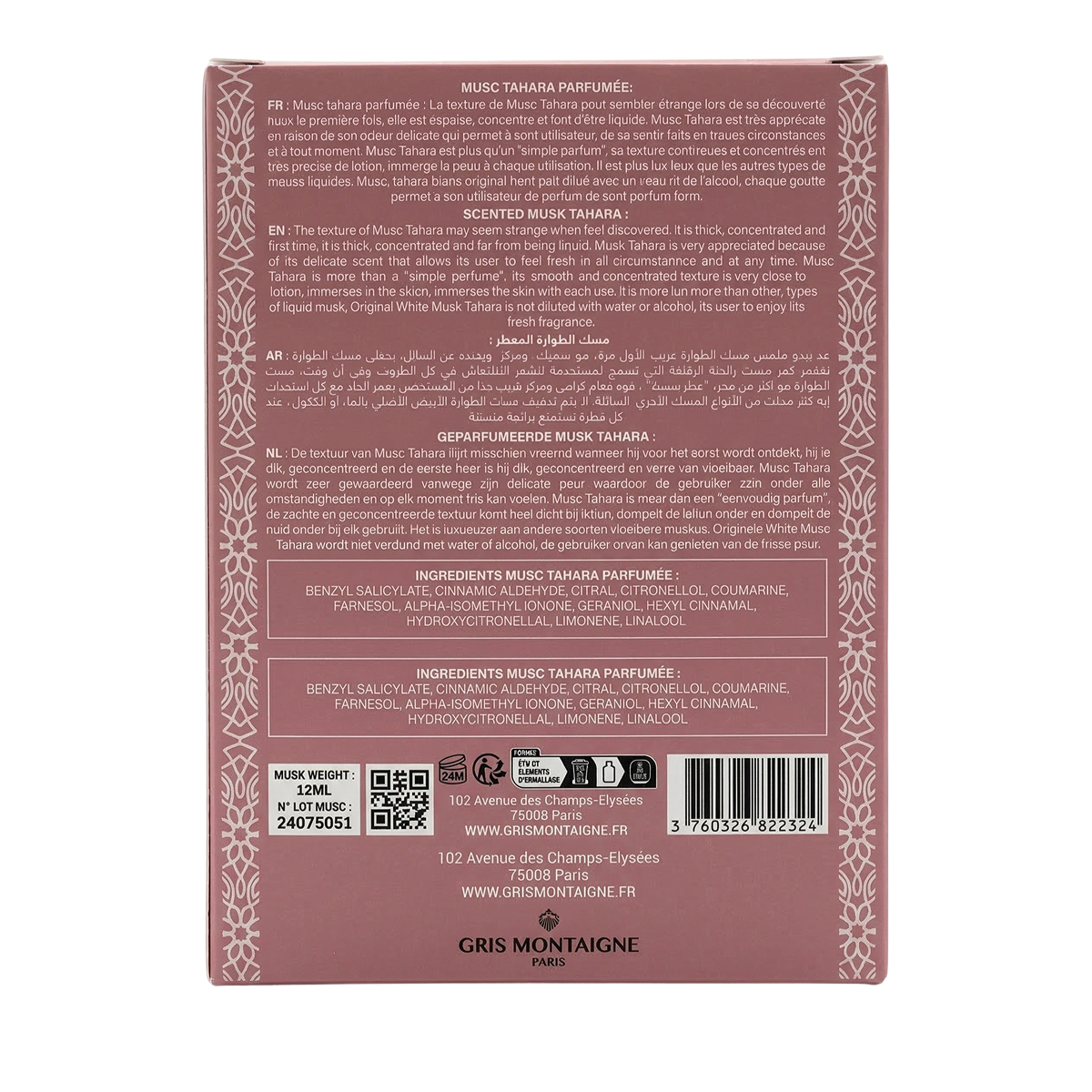 Gris Montaigne - Musc Tahara Anastasia - Parfum Concentré