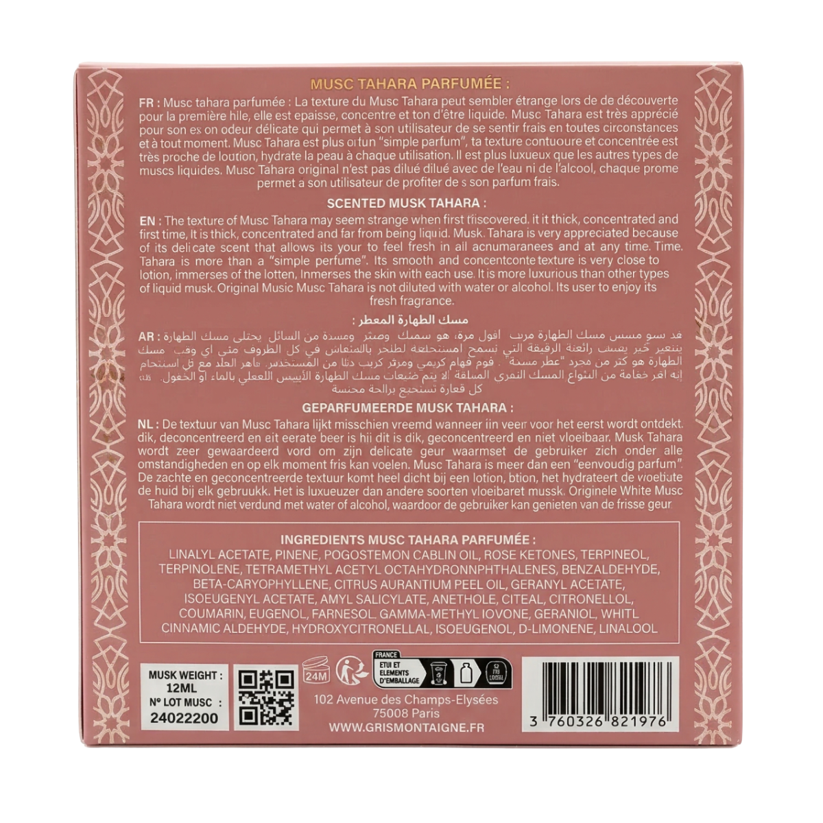 Gris Montaigne - Musc Tahara Rose BonBon - Parfum Concentré