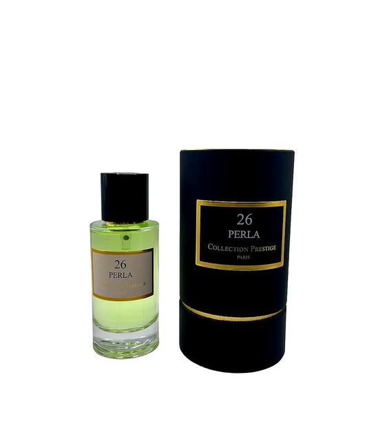 Luxurious Collection Prestige - Perla unisex Eau de Parfum bottle with elegant design and golden accents.