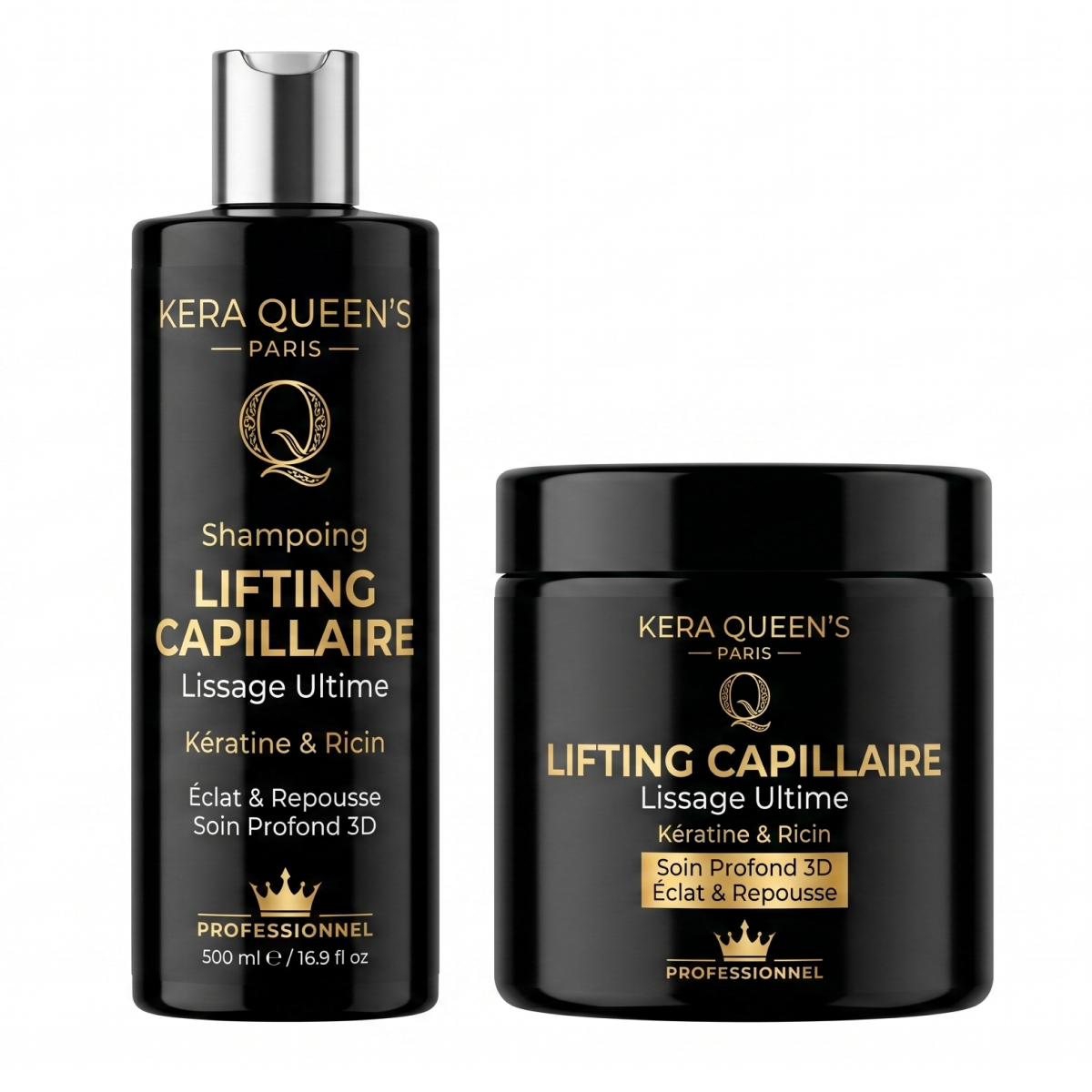 Kera Queen's - Duo Lifting Kératine & Ricin Shampoing 500ml + Masque 500ml