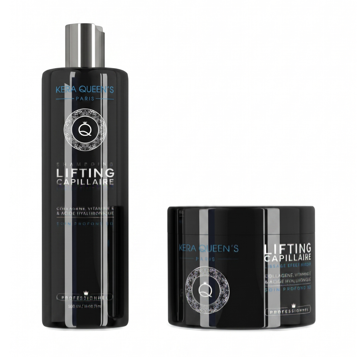 Kera Queen's - Duo Lifting collagène vitamine E & hyaluronique Shampoing 500ml + Masque 500ml