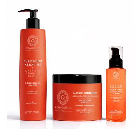 Kera Queen's - Grenade Pépins de Raisin - Shampoing 500ml + Masque 500ml + Sérum 100ml