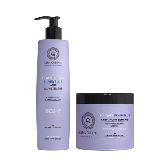Kera Queen's - Silver Blue anti jaunissement Shampoing 500ml + Masque 500ml